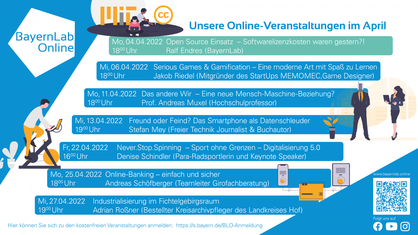Das Programm von BayernLab Online im April 2022